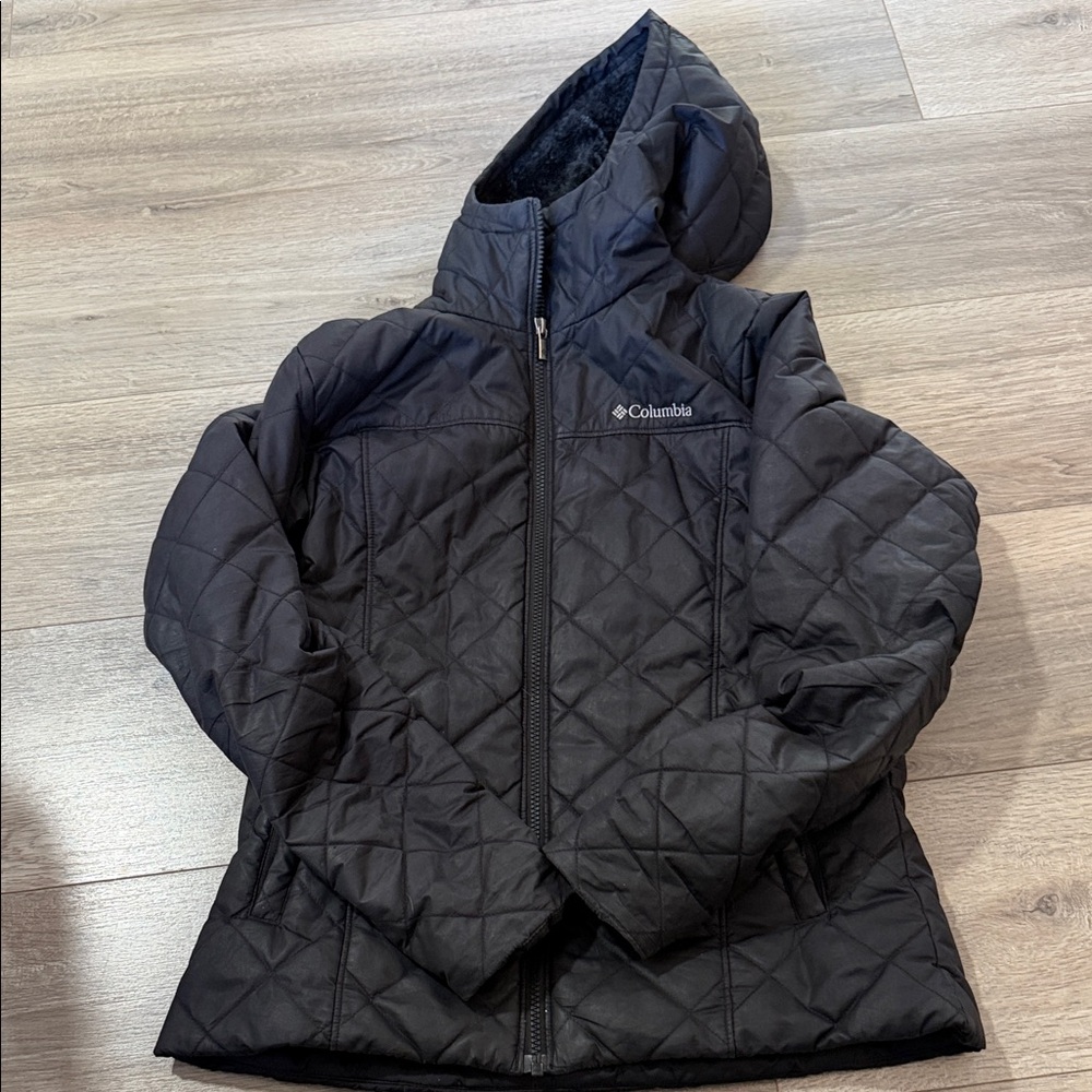 Columbia Black Quilted Hooded Insulated Jacket